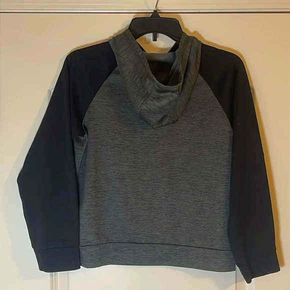 Adidas Boys Girls Hoodie Sweater Pullover Black Grey Charcoal Size M (10/12) - Picture 2 of 4